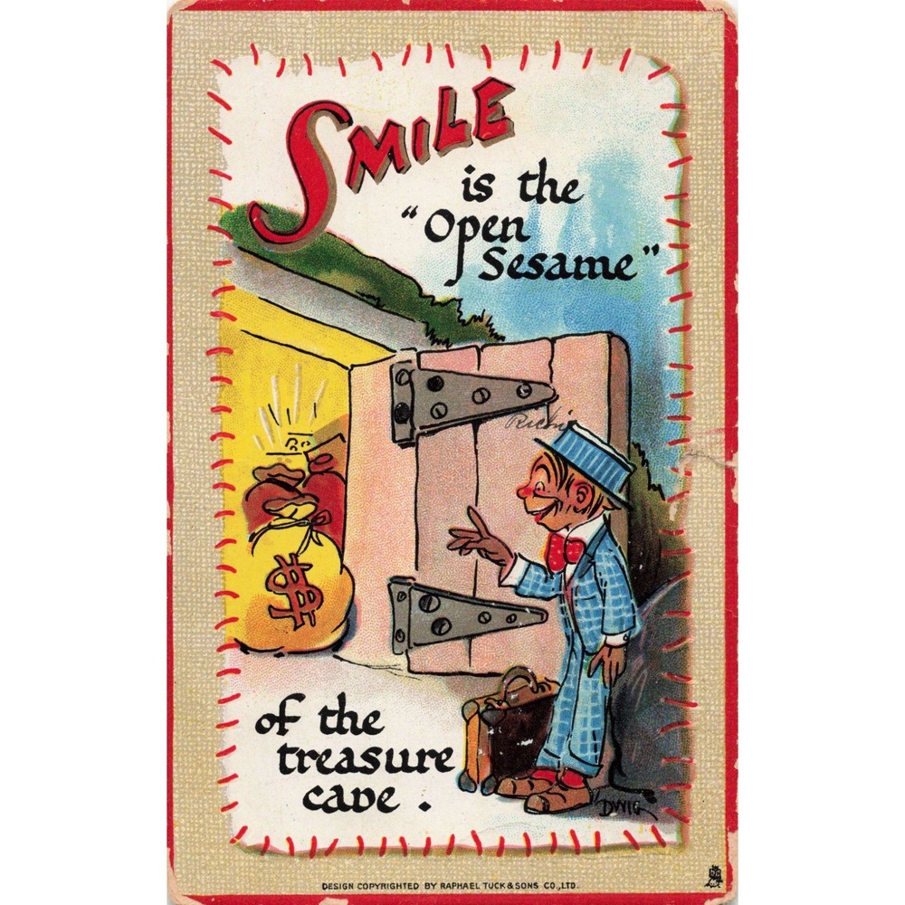 Vtg Raphael Tuck & Sons Postcard Dwig Smile Open Sesame Treasure Cave Saxony - Picture 1 of 2